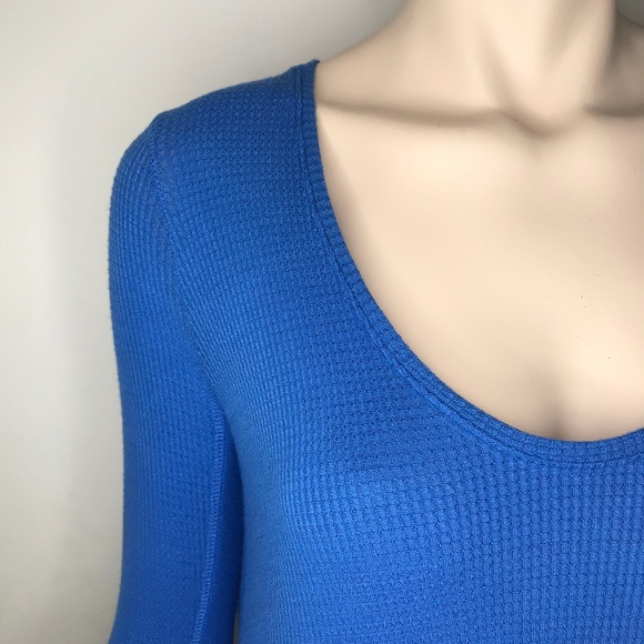 Free People Knit Waffle Top Blue Sapphire Thermal - Picture 2 of 8